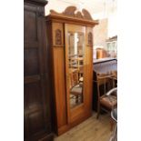 An Edwardian satin walnut single wardrobe