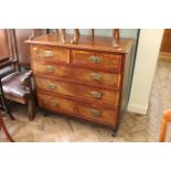 An early 19th Century mahogany five drawer chest with satinwood crossbanding, approx.