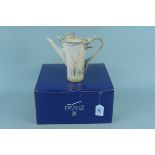 A boxed Franz porcelain 2008 iridescent kingfisher design teapot,