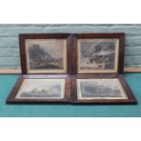 A set of four mid 19th Century prints of the four seasons in rosewood frames,