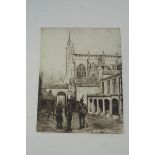 A portfolio of six etchings of Cheltenham College by Russell Reeve
