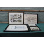 Various framed prints of Great Yarmouth including Nelson's Column, St Peters Church,