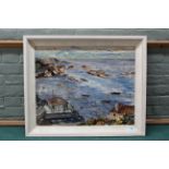 A framed oil on board 'The Harbour, Tarbert' by George Kelly, signed 'G Kelly 1961',