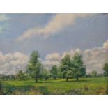 Christopher Sanders RA (1905-1991) oil on canvas of a country landscape, signed lower right,