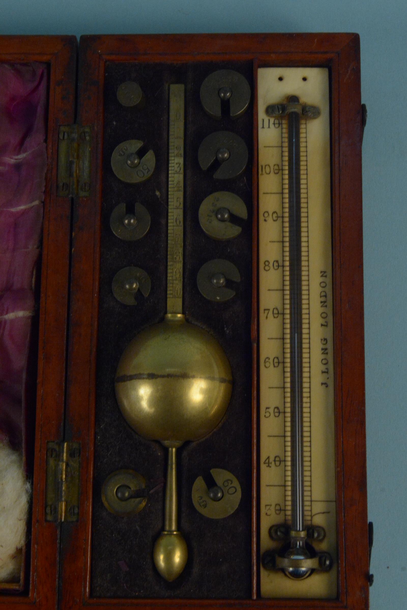 A mahogany cased Sikes hydrometer by Joseph Lang London, - Image 2 of 3
