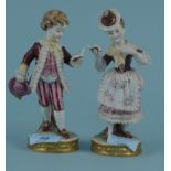 A pair of children figurines (marked Unterweissbach to base)