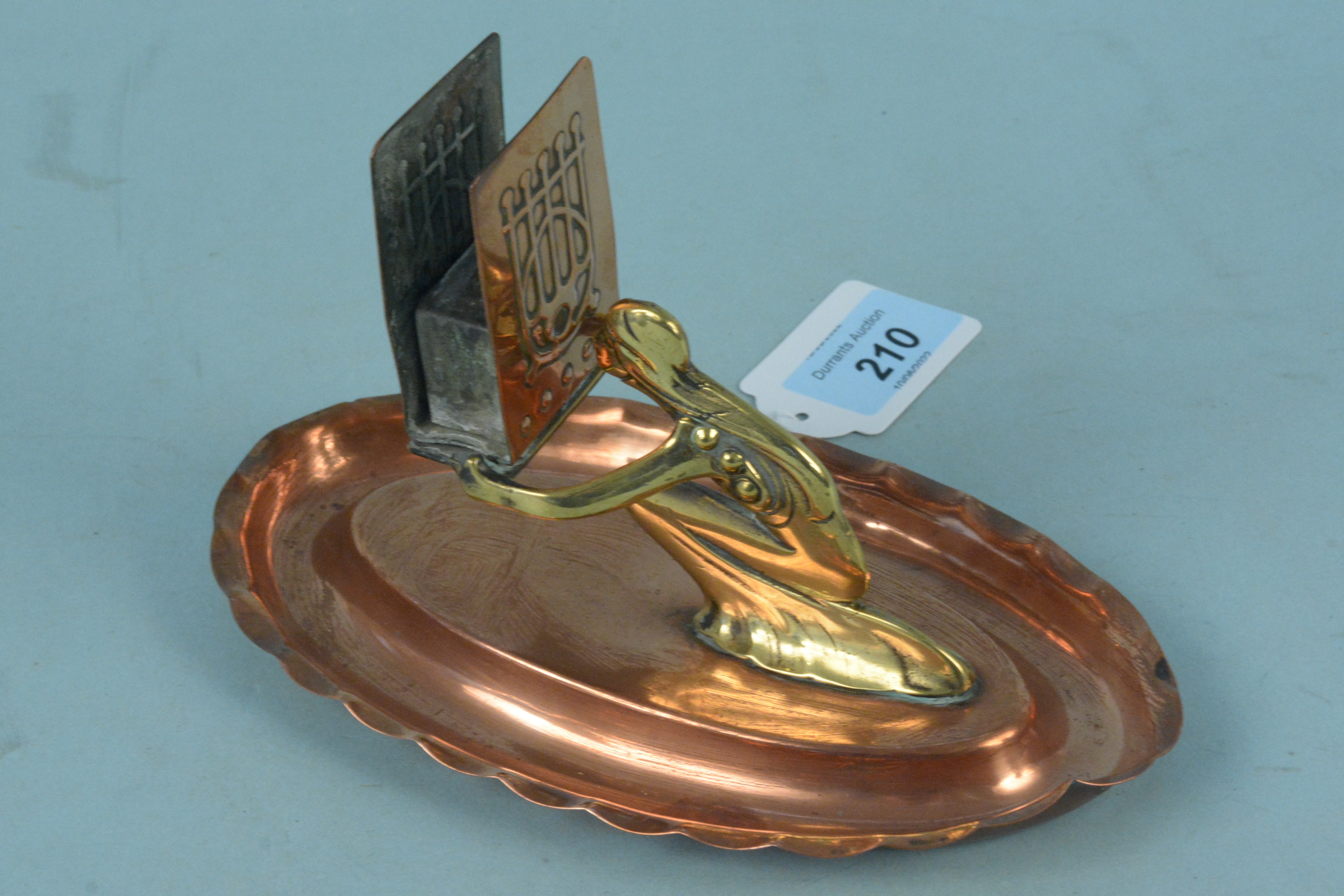 An Art Nouveau period copper and brass figural matchbox holder, 18. - Image 2 of 3