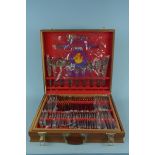 A cased one hundred and forty four piece cutlery set in nickel bronze with rosewood handles by 'The
