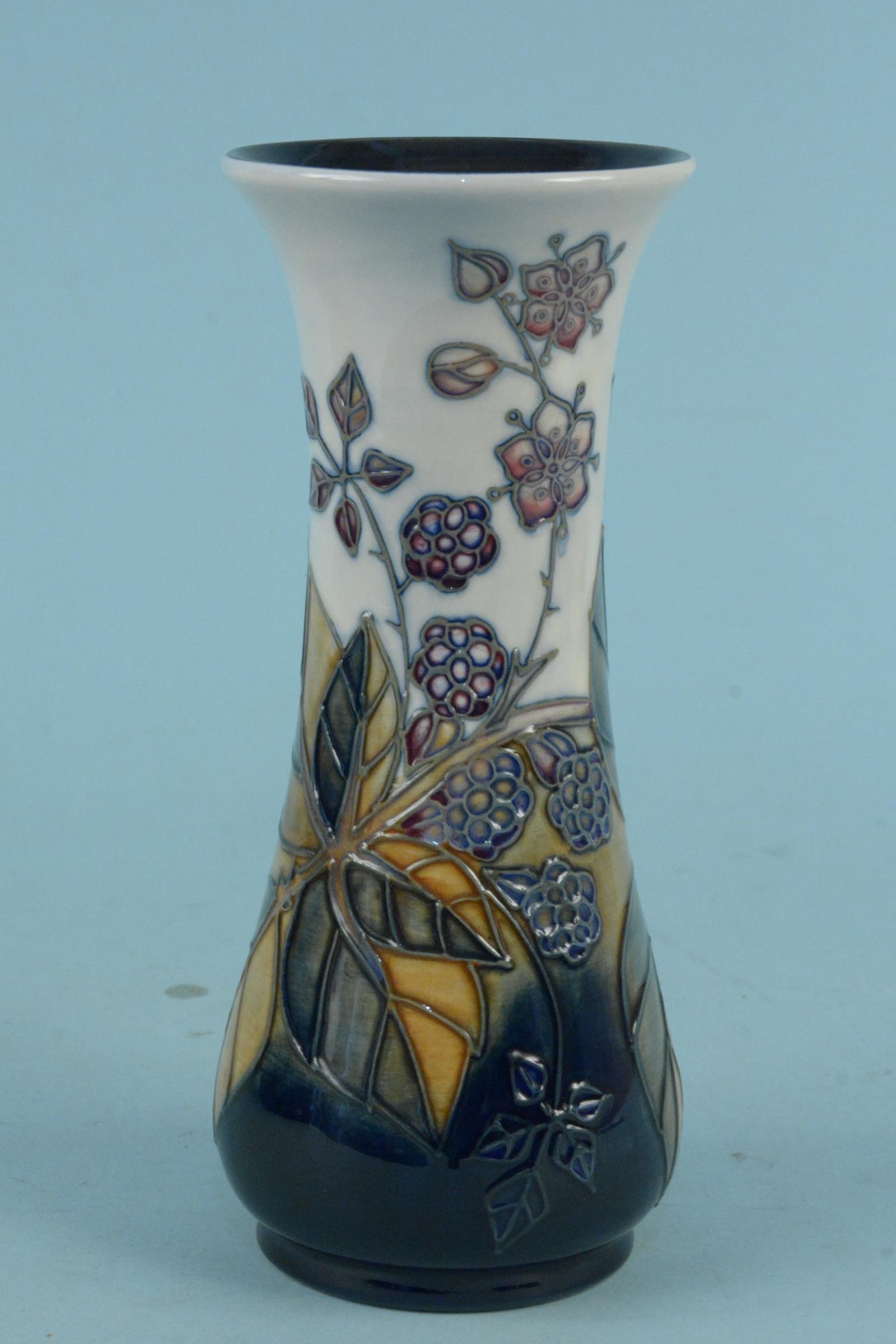 A boxed undated Moorcroft 'Bramble' pattern vase, 20. - Image 2 of 3