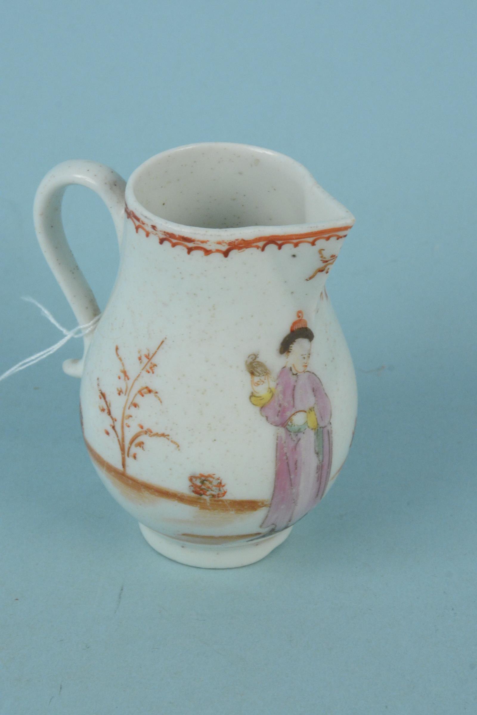 An 18th Century Lowestoft porcelain polychrome decorated sparrow beak jug, - Image 2 of 3