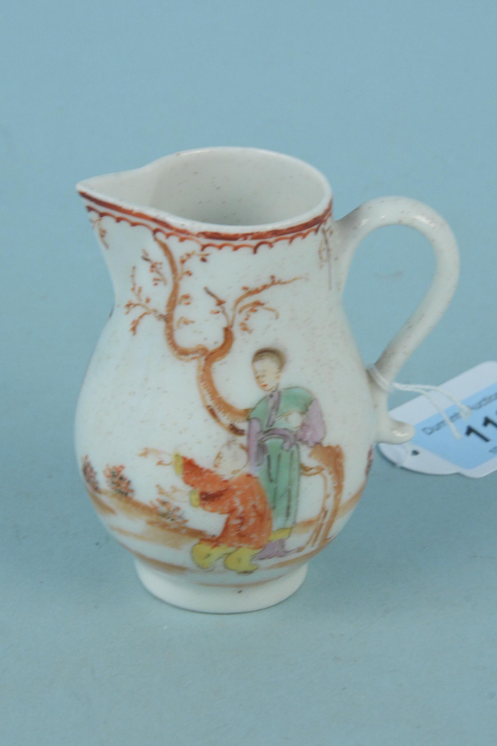 An 18th Century Lowestoft porcelain polychrome decorated sparrow beak jug,