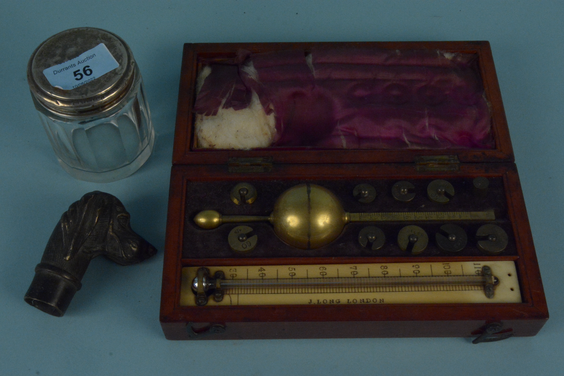 A mahogany cased Sikes hydrometer by Joseph Lang London,
