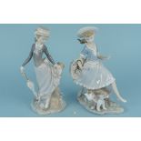 Two Lladro porcelain figurines of young girls,