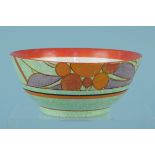 Clarice Cliff bowl, the base marked 'Cafe-Au-Lait' Bizarre, hand painted Berry pattern,