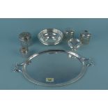 Mixed silver and silver plated items to include a silver pierced bon bon dish,