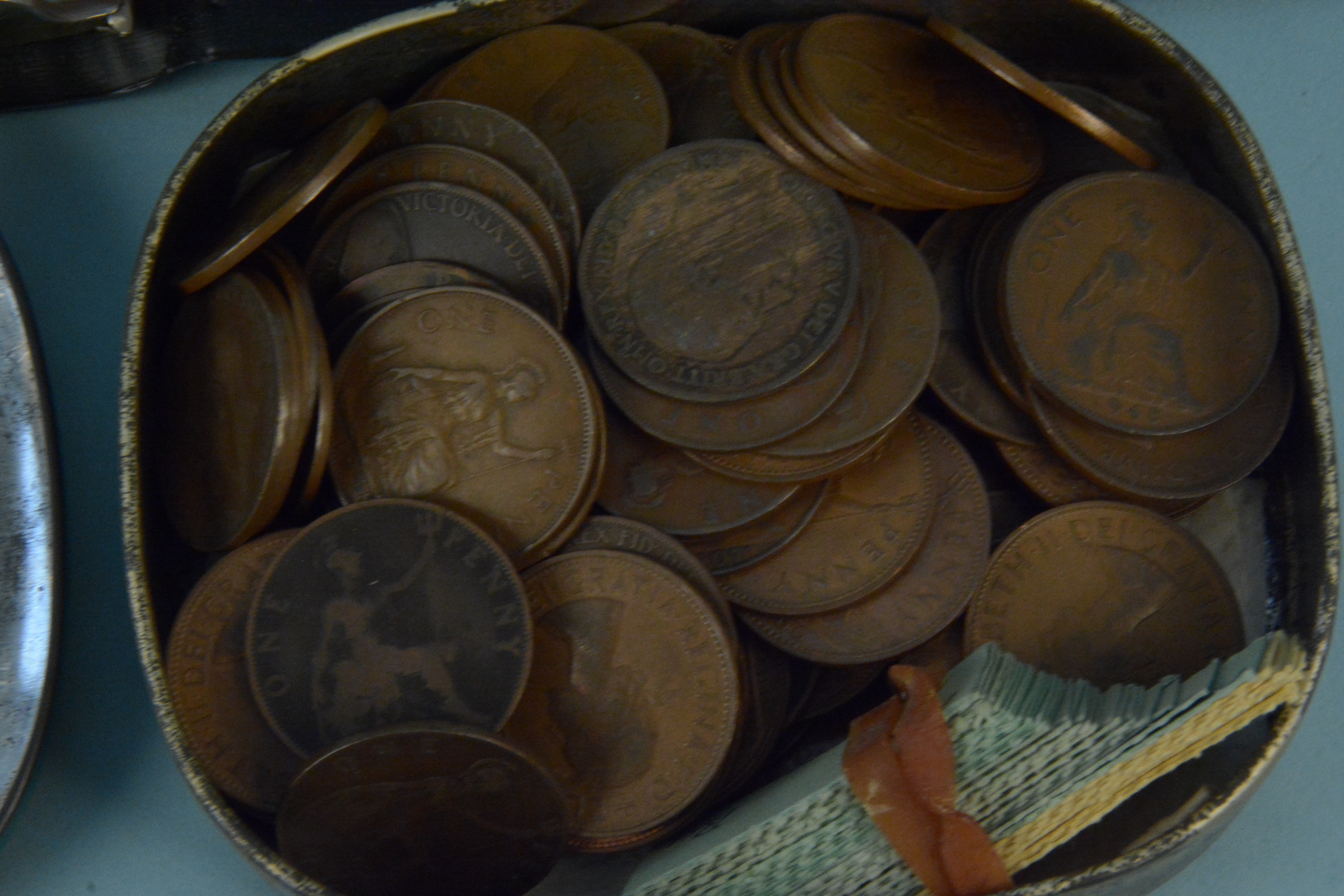 A folder containing British coins including some silver with old milled copper coins in a box plus - Image 3 of 3