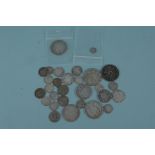 Approximately 80g British silver coins including an 1894 Victoria half crown,