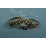 Three 9ct gold rings,