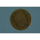 An 1856 Empire of France Napoleon III .900 gold ten francs, weight approx 3.