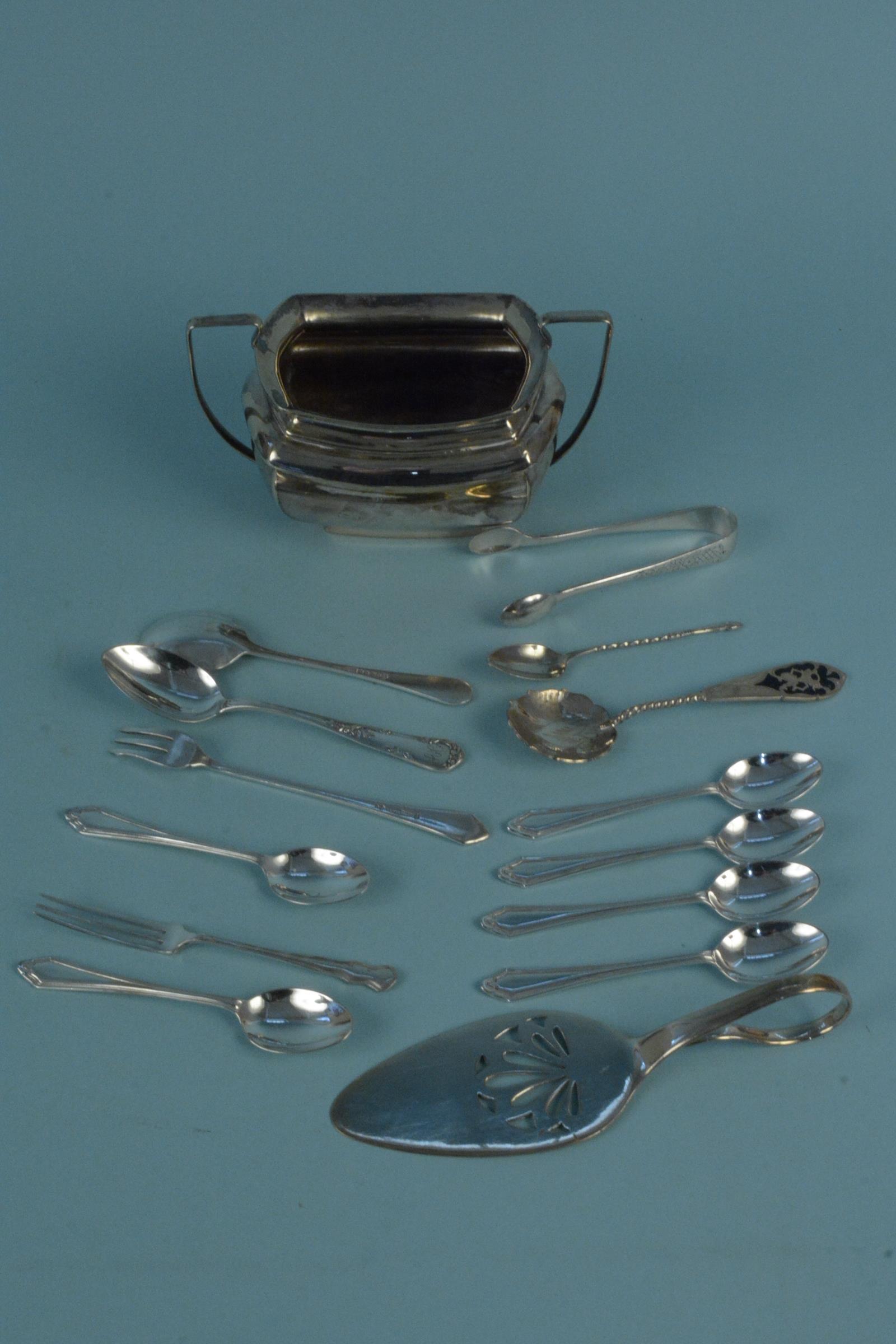 A quantity of silver plated items, including cups, sugar, sauce boat, - Image 2 of 3
