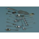 A quantity of silver and white metal cutlery and two English silver teaspoons,
