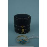 An antique 15ct gold turquoise and pearl set ring, size M, weight approx 2.