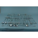 A composite part canteen of silver cutlery including twelve dinner forks, twelve dessert forks,