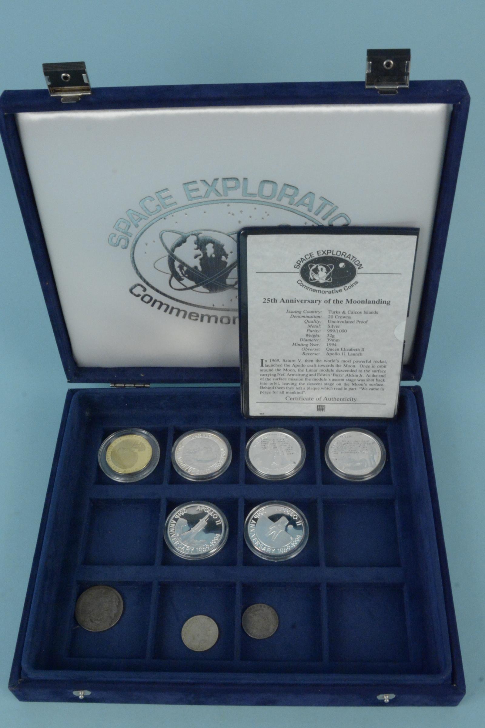 A part set of Space Exploration commemorative coins, five silver coins of uncirculated proof, - Image 3 of 3