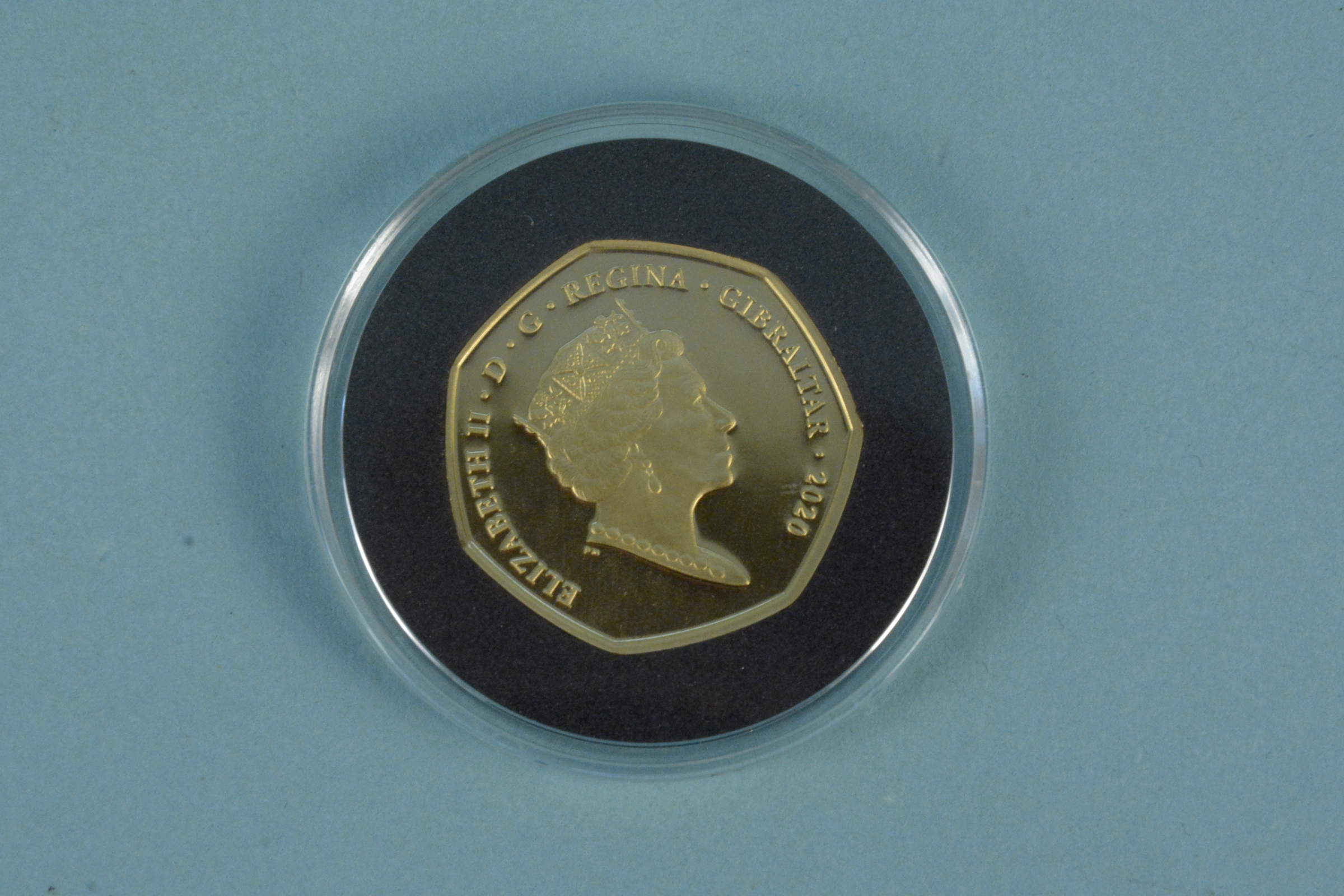 A 2020 Pobjoy mint 1945-2020 VE Day 22ct gold Piedford 50p, limited edition 299, - Image 3 of 3