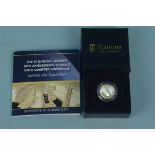 A 2019 moon landing 50th anniversary 22ct gold uncirculated quarter sovereign,