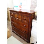 A mid Victorian mahogany North Country chest of six drawers with turned mahogany knobs, approx.