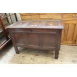 An early 18th Century oak panelled coffer