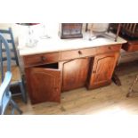 A late 19th Century mahogany sideboard with white marble top