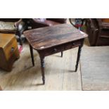 A Victorian stained mahogany two drawer side table