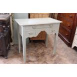 A late 19th Century painted pine three drawer side table/desk