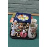 Mixed items including two Royal Doulton figurines, five Goebel figures,