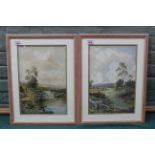 Two framed watercolours of landscape scenes, signed F Walters, 23.