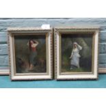 A pair of late 19th Century oil paintings in later frames, monogrammed CCH, 1882,