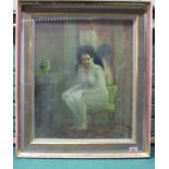 A glazed framed oil on board of a nude seated lady in an interior, signed 'Teo Fedmann 63',