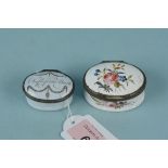 Two early 19th Century Staffordshire enamel patch boxes,