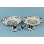 A pair of Georg Schmider pottery hand painted dishes,