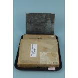 Two boxes of antique photography dry negative plates,