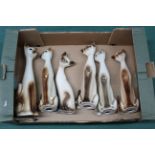 A set of six mid Century stylised cat figurines