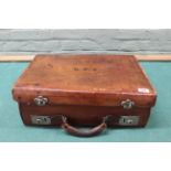 A vintage D H Evans & Co Ltd Oxford Street quality leather case (some wear to handle) plus two