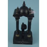 A vintage black slate figural Portico, possibly from a clock garniture,