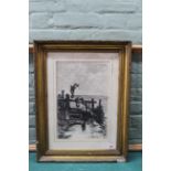 A framed steel engraving of children playing in the groins after Ulysse Butin 1881,