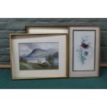 Three framed but unglazed watercolours of rural scenes 40cm x 26cm, one signed R Salmon,