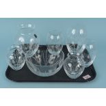 Seven pieces of Royal Scot crystal vases and bowl