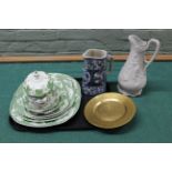 A selection of Victorian 'Furnivals Warwick' green and white dinner wares,