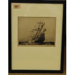 A framed etching 'The Prince Royal' by K Vernon,